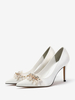 Scarpe da sposa da donna Scarpe da sposa con tacco a spillo in raso bianco con punta a punta