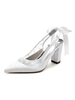 Scarpe da sposa da donna Scarpe da sposa con tacco grosso a punta in rete ricamata
