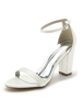 Scarpe da sposa da donna Scarpe da sposa con tacco grosso e punta aperta in raso