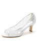 Scarpe da sposa da donna Scarpe da sposa con tacco grosso in mesh ricamato