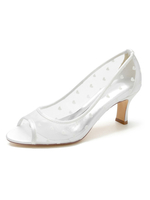 Scarpe da sposa da donna Scarpe da sposa con tacco grosso in mesh ricamato