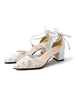 Scarpe da sposa da donna Scarpe da sposa con tacco grosso in pizzo a punta