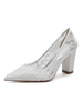 Scarpe da sposa da donna Scarpe da sposa con tacco grosso in pizzo ricamato
