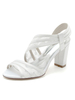 Scarpe da sposa da donna Scarpe da sposa con tacco grosso in pizzo ricamato
