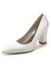 Scarpe da sposa da donna Scarpe da sposa con tacco grosso in raso a punta