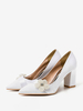 Scarpe da sposa da donna Scarpe da sposa con tacco grosso in raso bianco con punta a punta