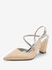 Scarpe da sposa da donna Scarpe da sposa con tacco grosso in raso blu intenso con punta a punta e strass