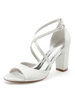 Scarpe da sposa da donna Scarpe da sposa con tacco largo e punta aperta in raso