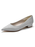Scarpe da sposa da donna Scarpe da sposa piatte a punta in tessuto con paillettes