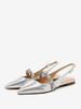 Scarpe da sposa da donna Scarpe da sposa piatte con catene a punta argentate in tessuto con paillettes