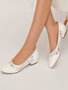 Scarpe da sposa da donna Scarpe da sposa piatte con punta tonda in pizzo ricamato
