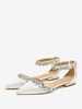 Scarpe da sposa da donna Scarpe da sposa piatte con strass bianchi a punta in raso
