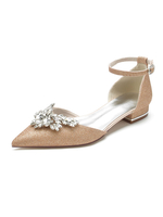 Scarpe da sposa da donna Strass Paillettes Stoffa a punta Scarpe da sposa piatte