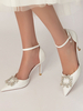 Scarpe da sposa da donna Strass Paillettes Stoffa a punta Tacco a spillo Scarpe da sposa