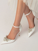 Scarpe da sposa da donna Strass Paillettes Stoffa a punta Tacco a spillo Scarpe da sposa