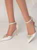 Scarpe da sposa da donna Strass Paillettes Stoffa a punta Tacco a spillo Scarpe da sposa