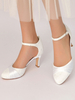 Scarpe da sposa da donna Strass Pizzo Punta tonda Tacco grosso Scarpe da sposa
