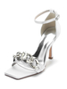 Scarpe da sposa da donna Strass Raso Open Toe Tacco a spillo Scarpe da sposa