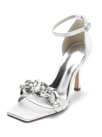Scarpe da sposa da donna Strass Raso Open Toe Tacco a spillo Scarpe da sposa