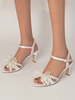 Scarpe da sposa da donna Strass Raso Open Toe Tacco grosso Scarpe da sposa