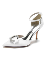 Scarpe da sposa da donna Strass Scarpe da sposa con tacco a spillo a punta in raso