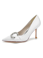 Scarpe da sposa da donna Strass Scarpe da sposa con tacco a spillo a punta in raso