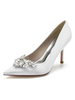 Scarpe da sposa da donna Strass Scarpe da sposa con tacco a spillo a punta in raso