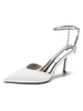 Scarpe da sposa da donna Strass Scarpe da sposa con tacco a spillo a punta in raso