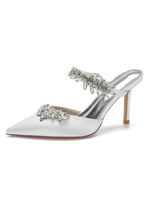 Scarpe da sposa da donna Strass Scarpe da sposa con tacco a spillo a punta in raso