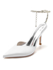 Scarpe da sposa da donna Strass Scarpe da sposa con tacco a spillo a punta in raso