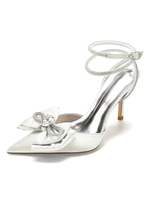 Scarpe da sposa da donna Strass Scarpe da sposa con tacco a spillo a punta in raso