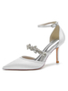 Scarpe da sposa da donna Strass Scarpe da sposa con tacco a spillo a punta in raso