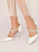 Scarpe da sposa da donna Strass Scarpe da sposa con tacco a spillo in pizzo