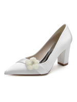 Scarpe da sposa da donna Strass Scarpe da sposa con tacco grosso a punta in raso