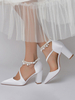 Scarpe da sposa da donna Strass Scarpe da sposa con tacco grosso a punta in raso