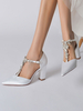 Scarpe da sposa da donna Strass Scarpe da sposa con tacco grosso a punta in raso