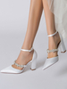 Scarpe da sposa da donna Strass Scarpe da sposa con tacco grosso a punta in raso