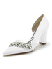 Scarpe da sposa da donna Strass Scarpe da sposa con tacco grosso a punta in raso
