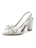Scarpe da sposa da donna Strass Scarpe da sposa con tacco grosso in PVC con punta a punta