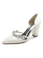 Scarpe da sposa da donna Strass Scarpe da sposa con tacco grosso in raso a punta