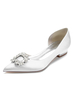Scarpe da sposa da donna Strass Scarpe da sposa piatte a punta in raso