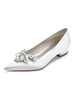 Scarpe da sposa da donna Strass Scarpe da sposa piatte a punta in raso