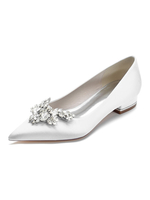 Scarpe da sposa da donna Strass Scarpe da sposa piatte a punta in raso