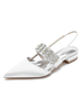 Scarpe da sposa da donna Strass Scarpe da sposa piatte a punta in raso