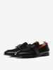 Scarpe mocassini da uomo Slip-On con fiocchi Punta quadrata Scarpe da sposa per feste di ballo in pelle verniciata