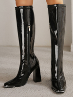 Stivali al polpaccio da donna Stivali in pelle PU con tacco a punta