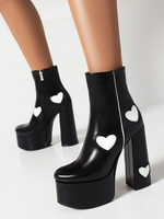 Stivali alla caviglia neri wome piattaforma rotonda con bottini tallone grosso