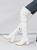 Stivali alti alla coscia con tacco grosso bianco