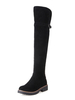 Stivali alti alla coscia Stivali al ginocchio da donna con punta tonda in pelle scamosciata con monogramma