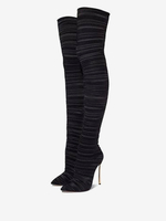 Stivali alti alla coscia Stivali da donna con tacco a spillo in poliestere slip-on sopra il ginocchio
